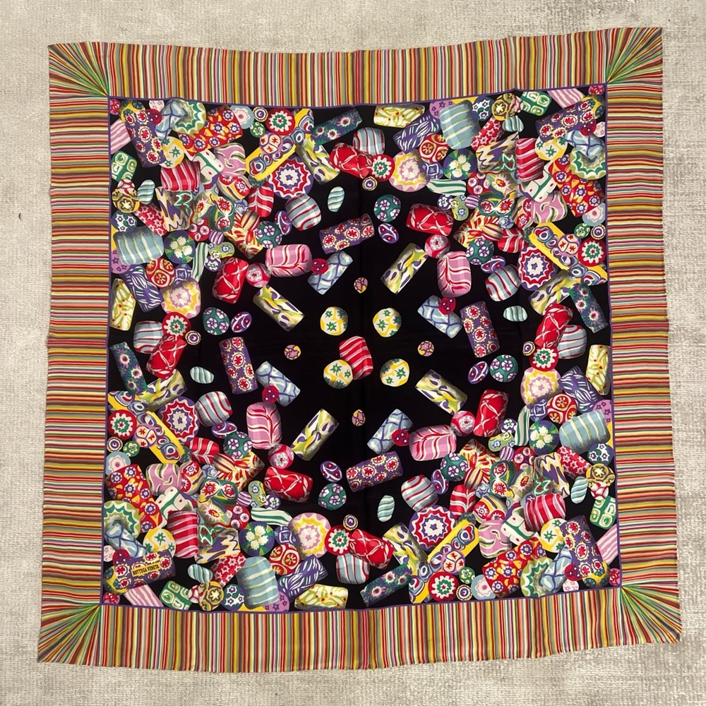 Bottega Veneta Veneta Multi-Colored Millefiori Themed Silk Scarf Candy Print - Picture 5 of 6